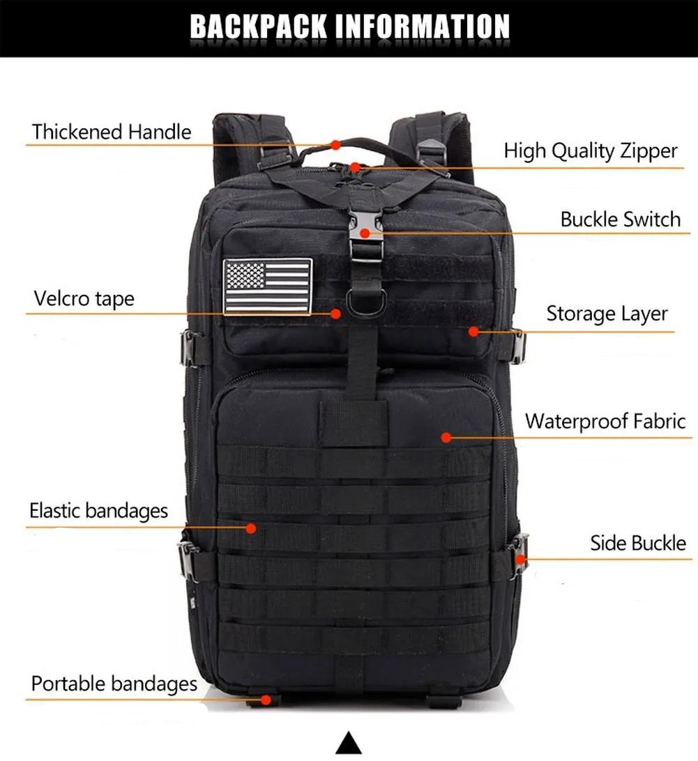 30L;/50L Large Capacity Men Army Military Tactical Backpack 3P Softback Outdoor Waterproof Bag Hiking Camping Hunting Bags