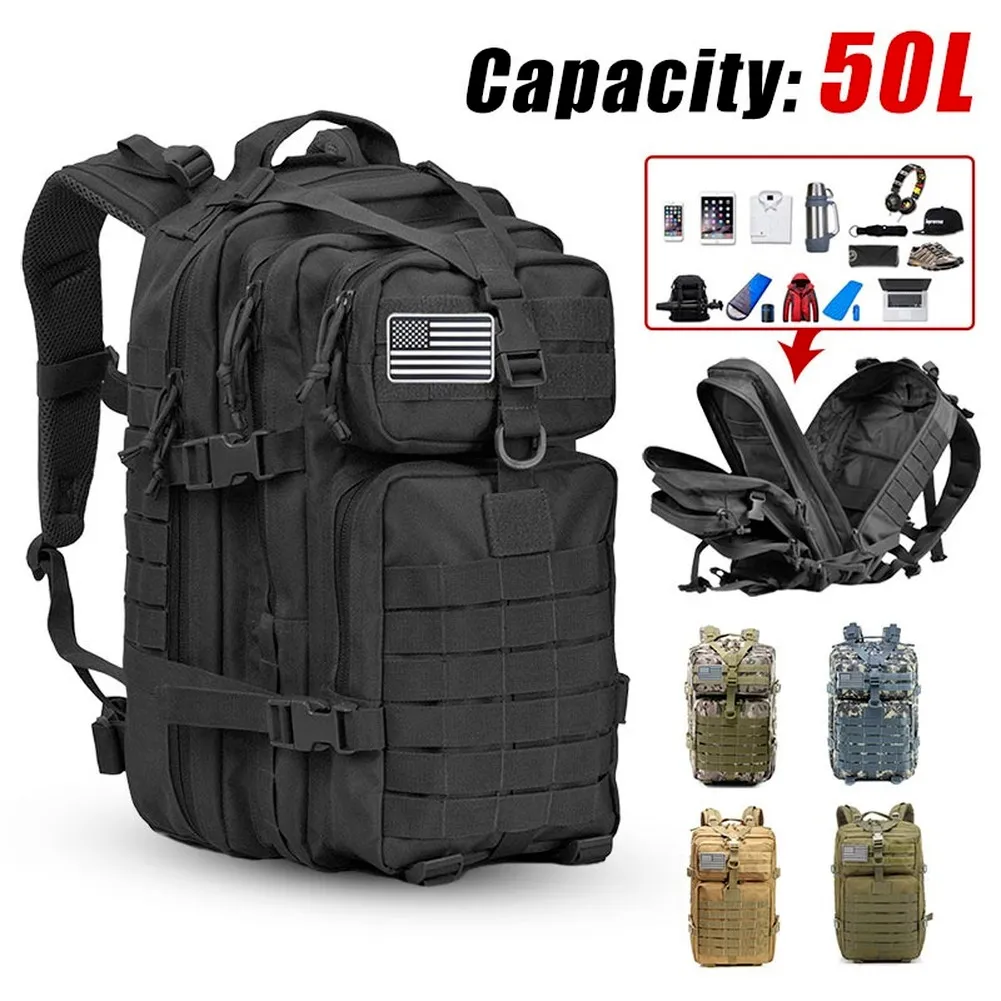 30L;/50L Large Capacity Men Army Military Tactical Backpack 3P Softback Outdoor Waterproof Bag Hiking Camping Hunting Bags