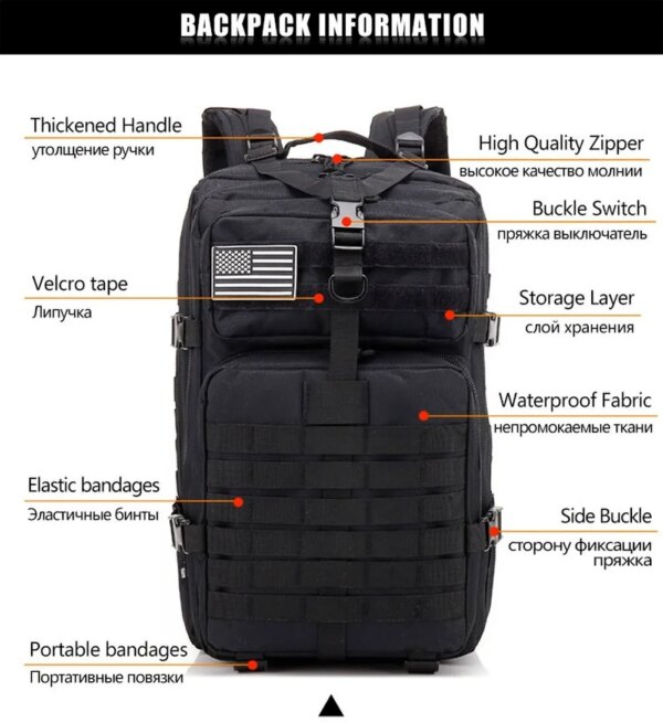 Tactical Military Backpack, 30L/50L Large - Image 4