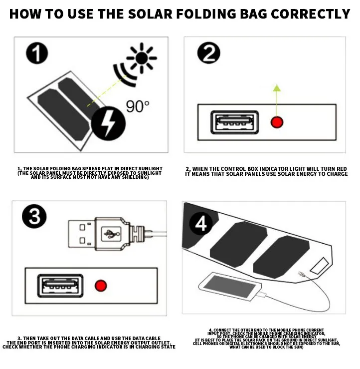 Outdoor Multifunctional Portable Solar Charging Panel Foldable 5V 2.1A USB Output Device Camping Tool High Power Output