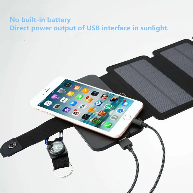 Outdoor Multifunctional Portable Solar Charging Panel Foldable 5V 2.1A USB Output Device Camping Tool High Power Output